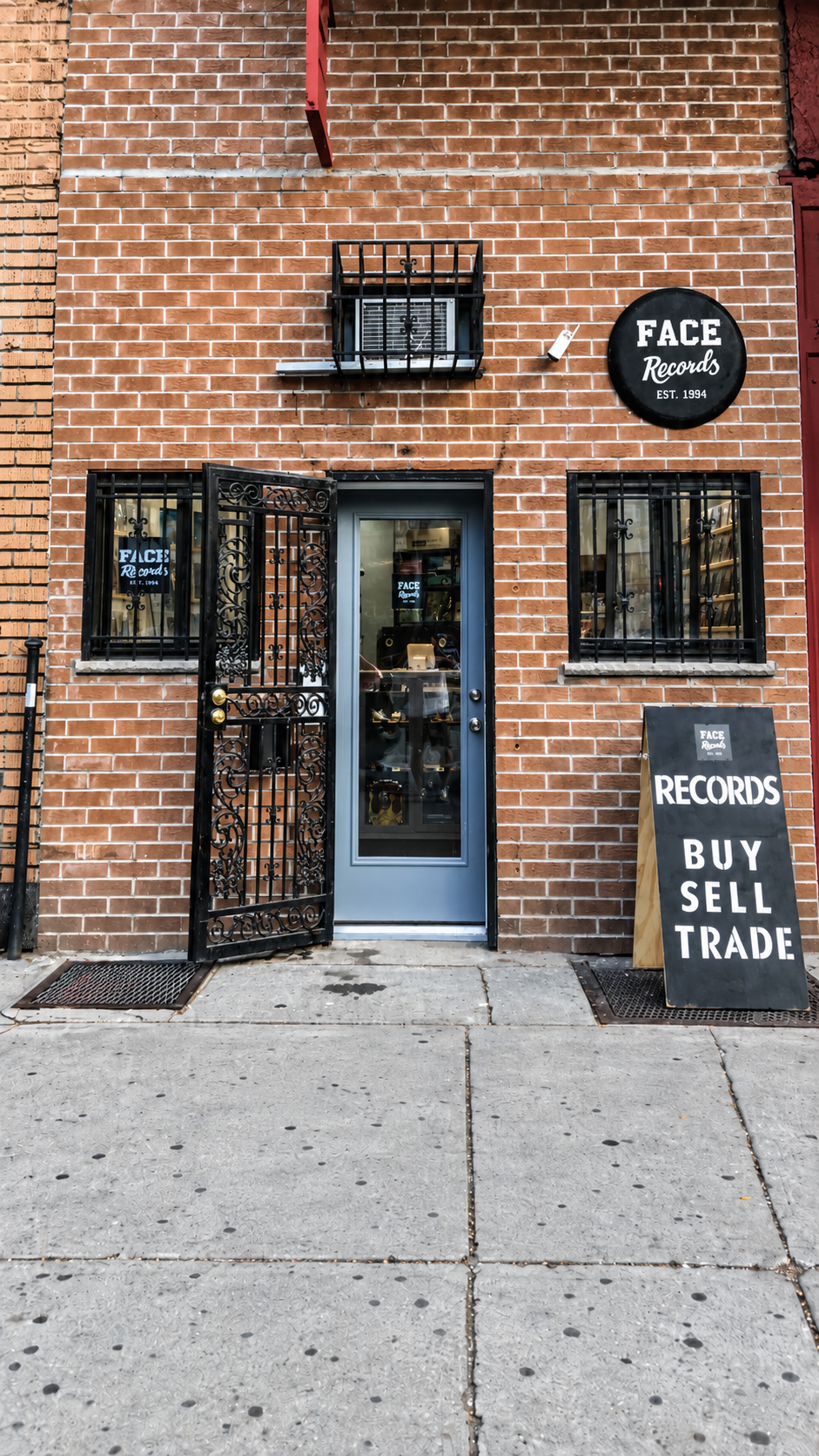 Exterior of Face Records NYC record store in Brooklyn