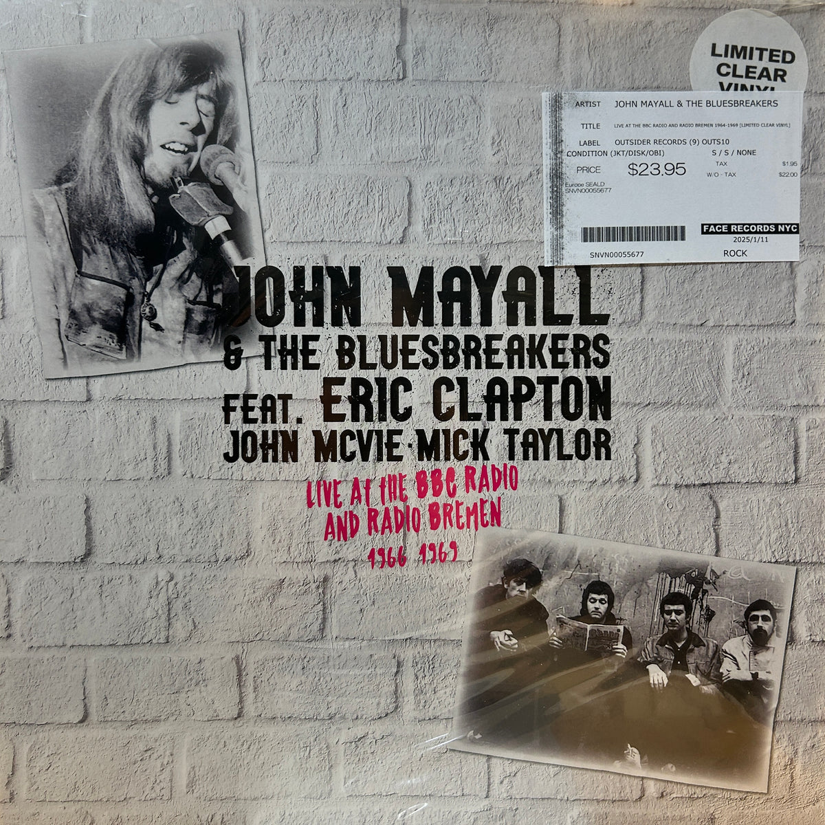 JOHN MAYALL & THE BLUESBREAKERS - LIVE AT THE BBC RADIO AND RADIO BREMEN 1964-1969 [LIMITED CLEAR VINYL]