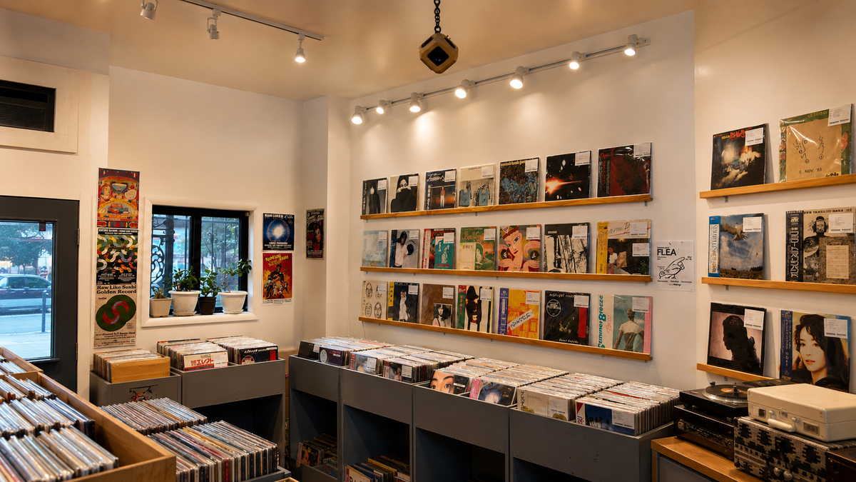 Interior of Face Records NYC vinyl record store in Brooklyn